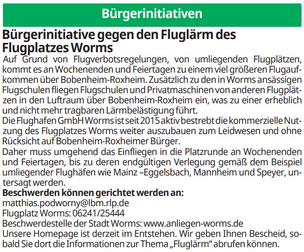 Read more about the article Neuigkeiten vom Flugplatz Worms