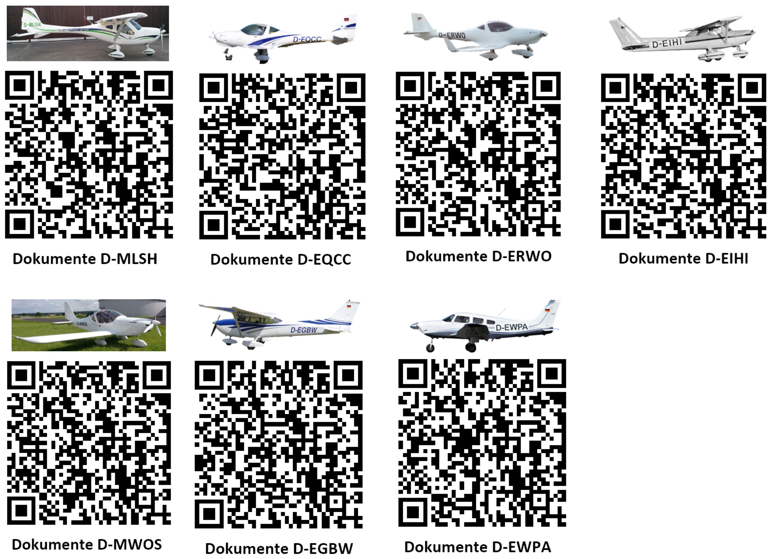 QR Codes Flugzeuge