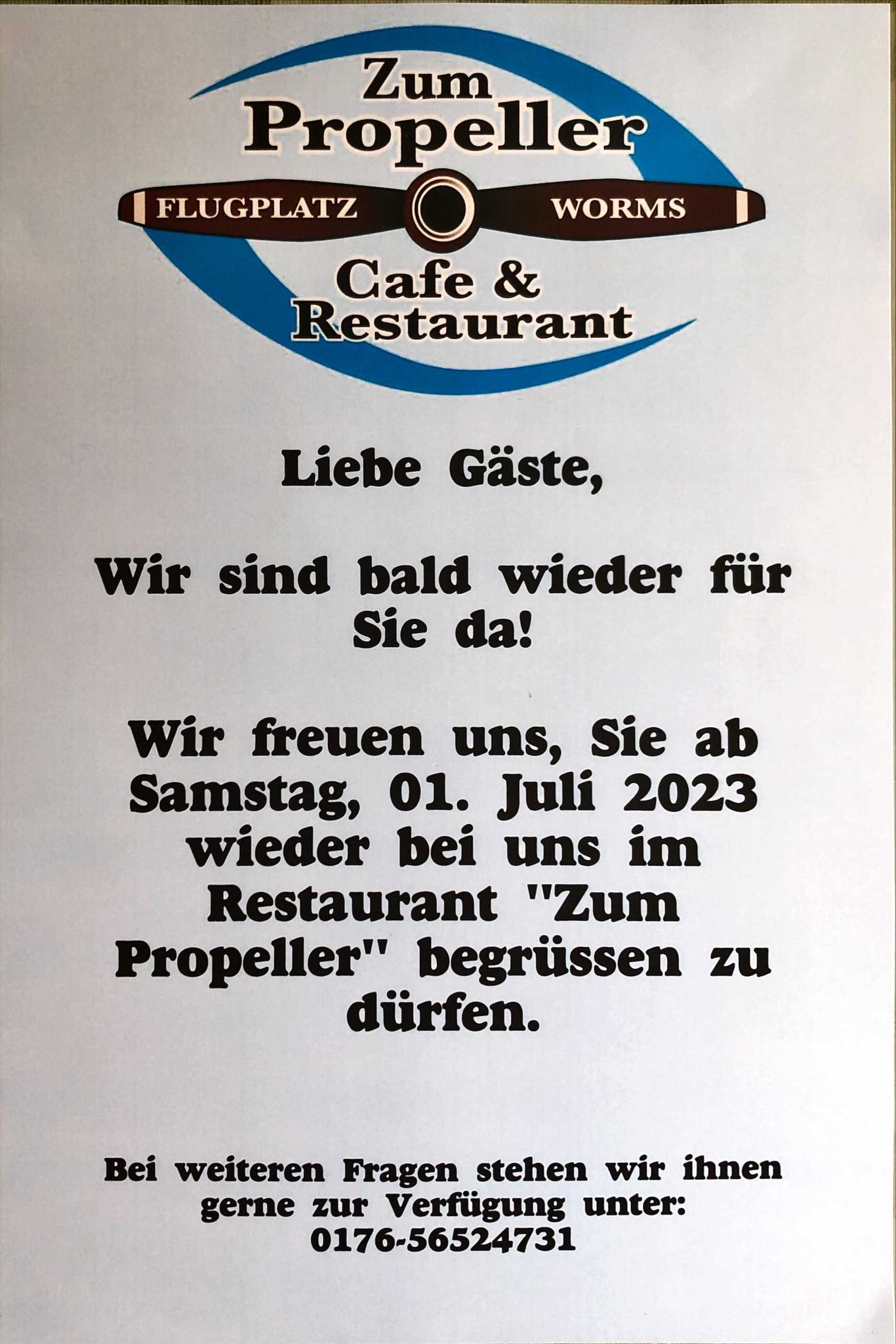 Read more about the article Flugplatz-Restaurant öffnet wieder!